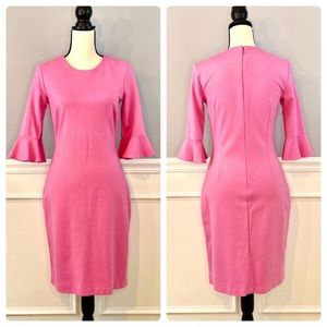 Banana Republic Pink Dress with 3/4 Flutter Bell Sleeves